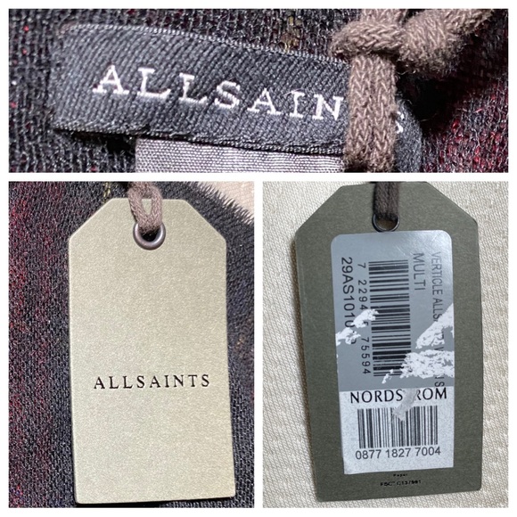 All Saints Vertical Plaid Wool Blend Scarf - Picture 4 of 9